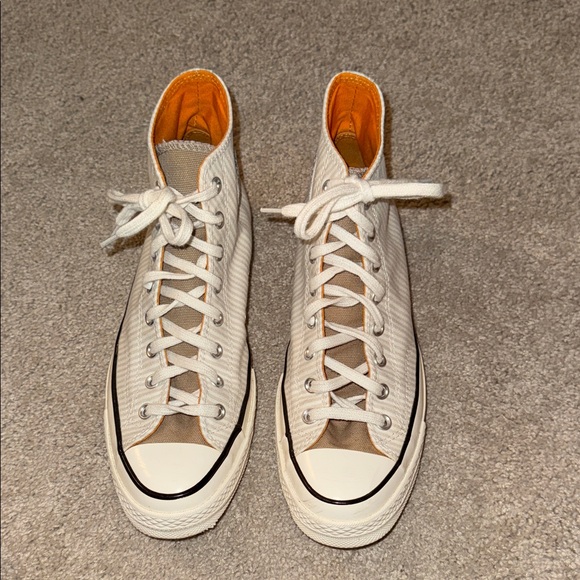 Converse High-Tops in Cream and Orange - Picture 2 of 4